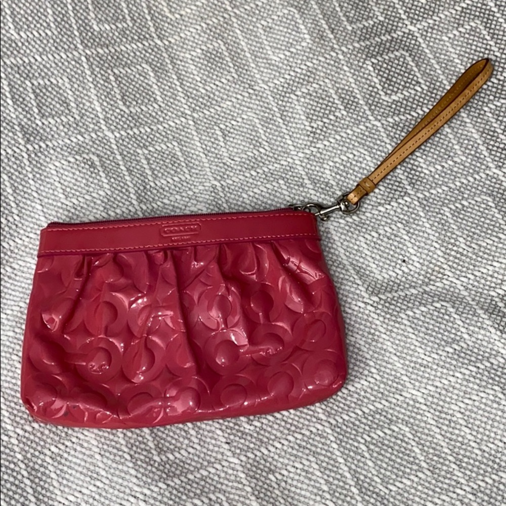 Pink patent leather wristlet